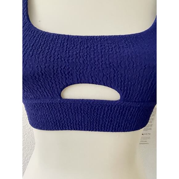 Calia Swim Bikini Top Keyhole Cut Out Textured Swimwear Indigo - Picture 2 of 9